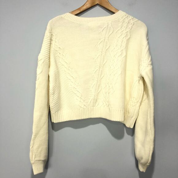 Anthropologie x Maeve Cropped Long Sleeve Pullover Sweater Ivory Size M - Picture 6 of 7